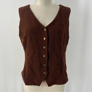 St. John Collection Sleeveless Brown Buttoned Vest